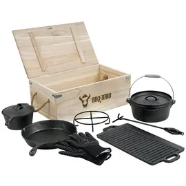 BBQ-Toro Dutch-Oven-Set in Holzkiste 8-tlg.