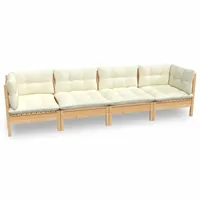 vidaXL Garten-Lounge-Set 4-tlg. creme Kiefer