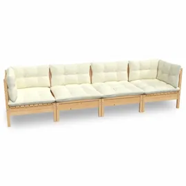 vidaXL Garten-Lounge-Set 4-tlg. creme Kiefer