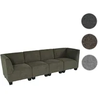 Modular 4-Sitzer Sofa Couch Lyon, Stoff/Textil ~ braun, hohe Armlehnen