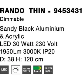 Nova Luce Rando Thin 1-flg. 60 cm schwarz