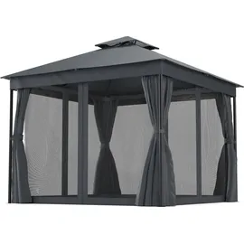 Blumfeldt Mondo Dual Pavillon 3 x 3 m inkl. Moskitonetz Silber