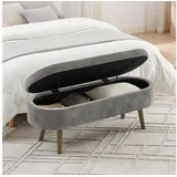 Odikalo Sitzbank Polsterbank Aufbewahrungshocker mit Stauraum (Bench weicher Chenille-Stoff Holzbeine Massivholzrahmen 20L Stauraum 110x40x42 für Schlafzimmer Wohnzimmer Schuhbank Flurbereic) grau