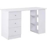 Homcom Schreibtisch, Multimediabüro mit 3 Schubladen 2 Ablagen, 120 x 49B x 72H cm, weiß