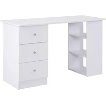 Homcom Schreibtisch, Multimediabüro mit 3 Schubladen 2 Ablagen, 120 x 49B x 72H cm, weiß