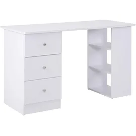 Homcom Schreibtisch, Multimediabüro mit 3 Schubladen 2 Ablagen, 120 x 49B x 72H cm, weiß