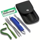 MYDAISY Zeckenzange für Hunde 5er Set mit Etui -Zeckenzange set Schwarz