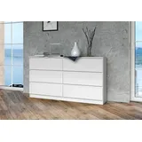 home collective Kommode, Schlafzimmer Flur, Schrank, Sideboard, Highboard mit 6 Schubladen, Breite 140 cm Höhe 75 | Weiß Perfekt für Wohnzimmer, Schlafzimmer oder Esszimmer