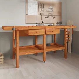 vidaXL Werkbank mit Schubladen Schraubstöcken 192x62x83 cm Akazienholz