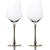 Intirilife Weinglas, Glas, Wein Glas Set Rotwein Weißwein Kristallglas 380ml goldfarbener Stiel weiß