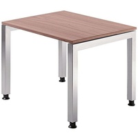 Ergonomic Plus J-Serie VJS08/N/S, nussbaum rechteckig, 4-Fuß-Gestell silber 80,0 x 80,0 cm Test & Preisvergleich
