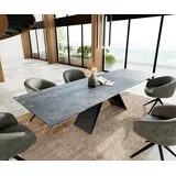 DELIFE Esstisch Edge, Keramik Laminam®Nero Greco Anthrazit 200-300x100 V-Gestell Flachstahl grau 200 cm x 79 cm x 100 cm