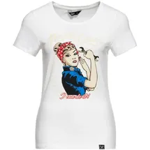 Queenkerosin Print-Shirt Motor Queen I can do it (1-tlg) Basic T-Shirt weiß XL