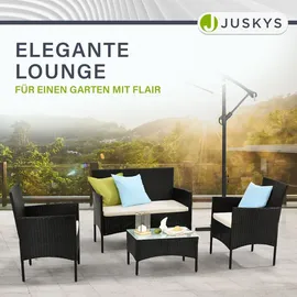 Juskys Fort Myers Polyrattan Gartenmöbel-Set Schwarz/Creme