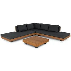 Loungemöbel Set Los Angeles 3 tlg Holz Braun Teak