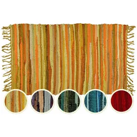 Marrakesch Orient & Mediterran Interior MARRAKESCH Teppich Läufer handgewebt Callum Grau Cotton Rug klein 50x90 cm | Boho Streifen Teppiche aus Baumwolle mit Fransen | Fußmatte Vorleger | Wohnzimmer, Küche, Flur