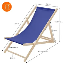 ECD Germany Sonnenliege 100 x 83 x 57,5 cm Blau
