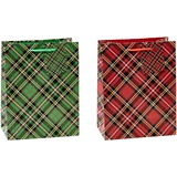 TSI 12 TSI Geschenktaschen Tartan Motiv sortiert 18,0 x 23,0 cm