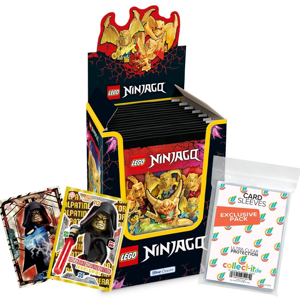 Bundle mit Lego Ninjago - Crystalized - Sammelsticker - 1 Display (36 Tüten) + 2 Limitierte Star Wars Karten + Exklusive Collect-it Hüllen