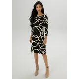 Aniston SELECTED Jerseykleid Midi Gemustert Beige/Schwarz 44
