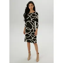 Aniston SELECTED Jerseykleid Midi Gemustert Beige/Schwarz 44