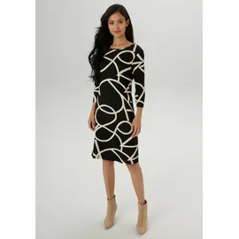 Aniston SELECTED Jerseykleid Midi Gemustert Beige/Schwarz 44