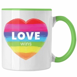 Trendation Tasse Trendation – Regenbogen Tasse Geschenk LGBT Schwule Lesben Transgender Grafik Pride Love grün