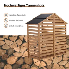 MCombo Kaminholzregal Holz 85 x 175,5 x 184,5 cm mit wasserdichter Abdeckung beige