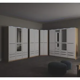 Priess Eckkleiderschrank PRIESS "Barcelona Kleiderschrank Ecklösung Raumwunder", weiß (eichefarben artisan, weiß), B:95cm H:193cm T:95cm, Holzwerkstoff, Schränke, Eckkleiderschrank, in 2 Tiefen Schrank Eckschrank Garderobe