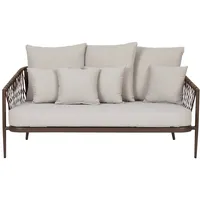 VCM ebuy24 Harvey Gartensofa 3 Person mit Auflagen Braun