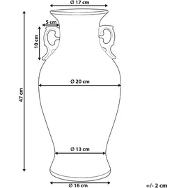 Beliani Blumenvase Segowia Porzellan 47 cm Weiß / Blau