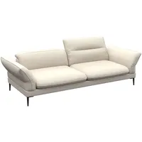 3-Sitzer FLEXLUX "Salino, Funktionssofa, Relaxsofa" Sofas Gr. B/H/T: 248cm x 88cm x 105cm, Echtleder, weiß (warm white) Sofa mit Arm- und Kopfteil-Verstellungen, Kaltschaum & Stahl-Wellen