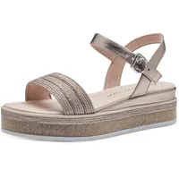 Marco Tozzi Damen Sandalen mit Keilabsatz Glitzer Vegan, Metallisch (Rose Metallic), 41 EU