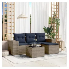 vidaXL Gartensofa-Set 5-tlg. grau Polyrattan