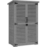 Outsunny Gartenschrank Geräteschuppen aus Holz 2 Einlegeböden Bituminöses Dach Lamellentüren Abschließbar 75 x 50 x 118cm Grau   Aosom