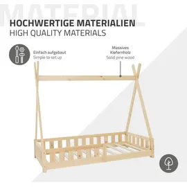 ML-Design Kinderbett Tipi 80 x 160 cm Kiefer natur beige
