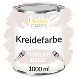 Creative Deco Puder Beige Kreidefarbe für Möbel 1000ml | Möbellack Möbelfarbe ohne Schleifen | Landhaus Vintage-Stil Decoupage Möbel-Renovierung Matt Abwaschbar Wisch-Effekt Gradient-Effekt möglich
