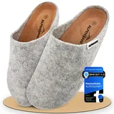 Alpensanft Damen Herren Clogs Hausschuhe Filz Grau Korksohle Unisex (36-45) Gepolsterte Echtledersohle (Grau, EU Schuhgrößensystem, Erwachsene, Numerisch, M, 45) - 45 EU
