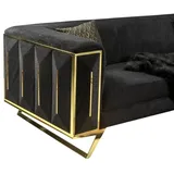 JVMöbel Designer 3 Sitzer Sofa gepolstert Edelstahl Gold Schwarz, Wohnzimmer