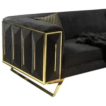 JVMöbel Designer 3 Sitzer Sofa gepolstert Edelstahl Gold Schwarz, Wohnzimmer