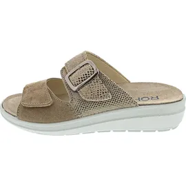 ROHDE Damen Pantolette Leder Zierschnalle Druck Wechselfußbett Rivella 5727, Größe:39 EU, Farbe:Beige - 39