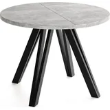 ESSTISCH Ravero runder ausziehbarer, Beton grau 100-140/100/77 cm