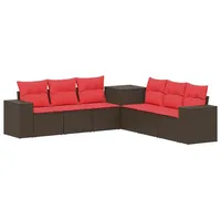 vidaXL Sofa Set 7-tlg. Braun/Rot Loungesofa