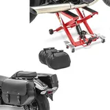 Set: Motorrad Satteltaschen R/L Kentucky 30Ltr Chopper sw Craftride mit Hebebühne Midlift XL bis 500kg in rot