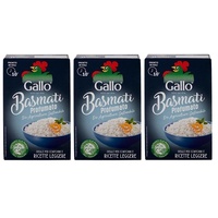 3x Riso Gallo Basmati Profumato,Reis aus nachhaltiger Landwirtschaft,500g
