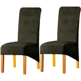 LANSHENG Samt Stuhlhussen 2er Set, Abnehmbare Waschbar Stuhlbezug, Stretch Stuhlhussen für Esszimmerstühle Haus Küche Restaurant (Grün Grau, 2er Set)