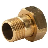 Tradecom Messing Gewinde-Fitting Schaft flachdichtend mit Kappe 1/2"AG (DN 15) - 3/4"IG (DN 20) - schwere Ausführung