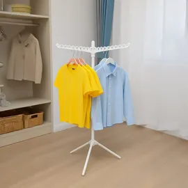 Relaxdays Bügelwäscheständer, für 27 Bügel, klappbar, 15 kg belastbar, Wäschestandtrockner, HxD:143x56 cm, weiß/Silber