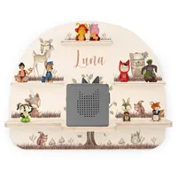 KIDSMOOD - Personalisiertes Tonie Regal für Kinderzimmer | Regenbogen Wand-Regal mit genügend Platz für Tonie-Hör-Figuren, Aussparung für Tonie-Musikbox & Kabelmanagement, Tonie Regal Mädchen & Jungen