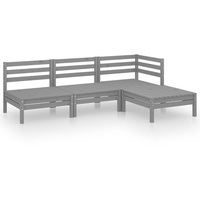 vidaXL 4-tlg Garten-Lounge-Set Massivholz Kiefer Grau Modell 2